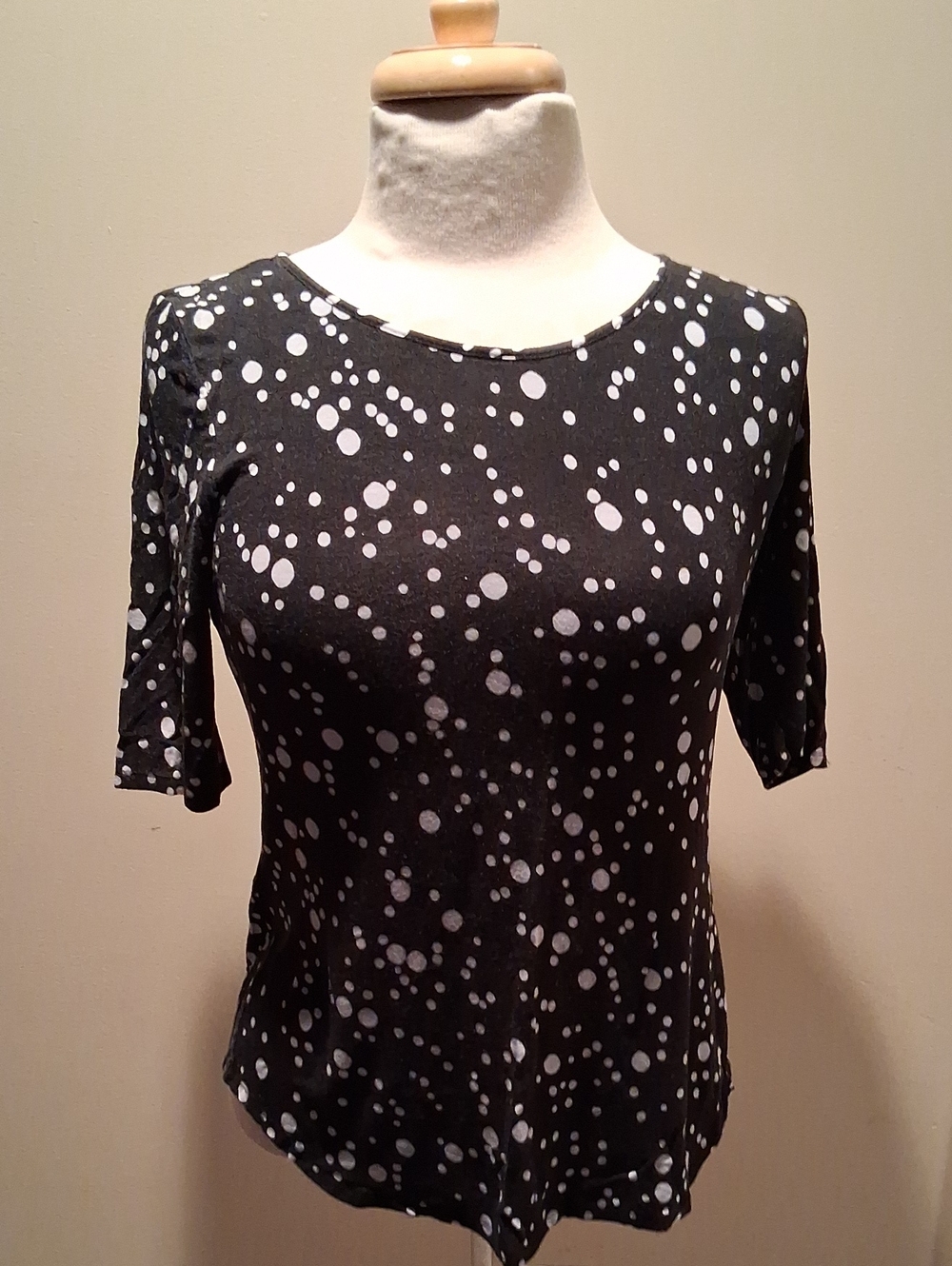 Apt. 9 Black Short-Sleeve Dot Print Top